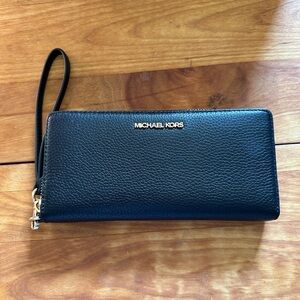 Michael Kors Black Pebbled Leather Wristlet